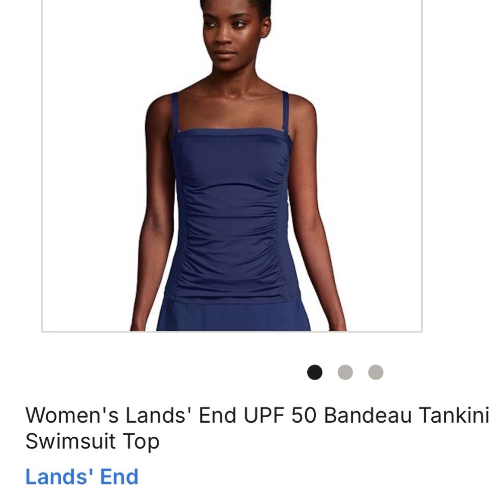 Lands' End Navy Square-Neck Bandeau Tankini Top